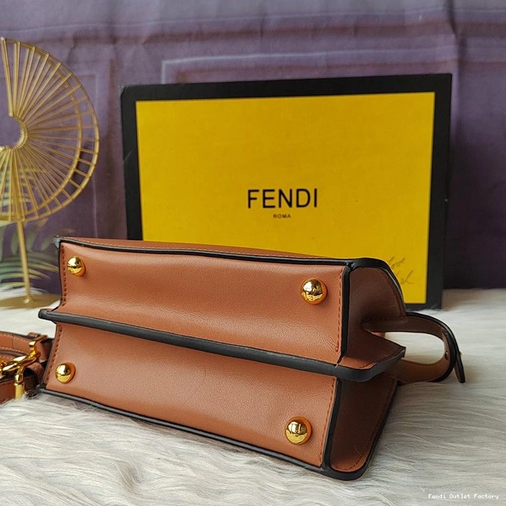 Affordable HOT Fendi Petite Nappa In Bag Leather Brown Peekaboo ISeeU 0801